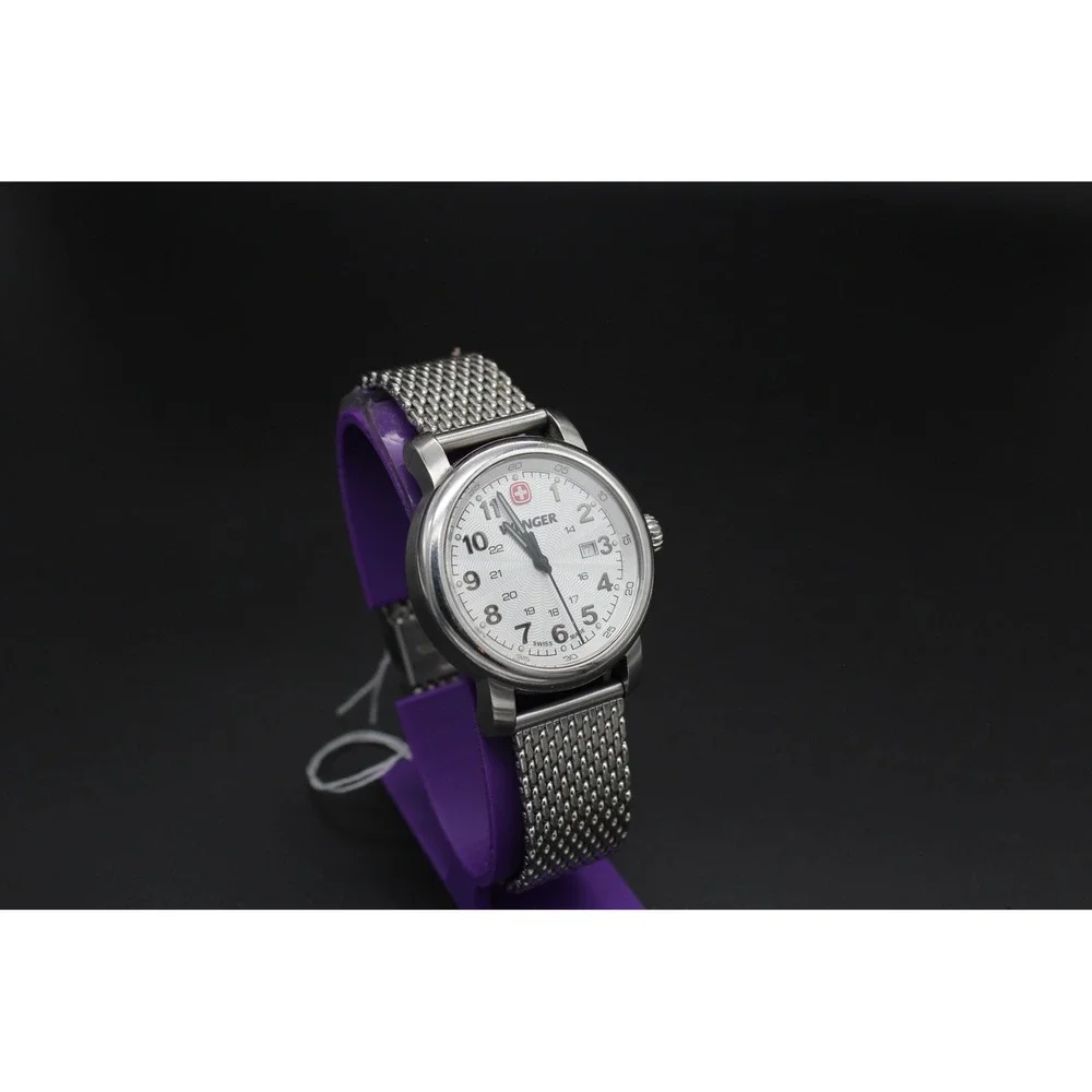 Wenger Genuine Swiss Army 1021-10 White Dial Mesh Bracelet Swiss Made Watch